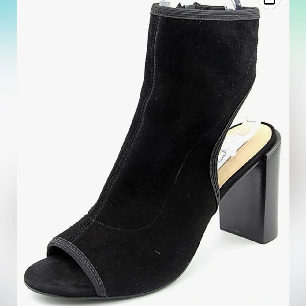 Diane von Furstenberg Black Suede Panina Open Toe Booties